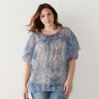 Plus Size Sonoma Goods For Life&trade; Printed Crinkle Chiffon Top, Women's, Size: 1xl, Light Blue