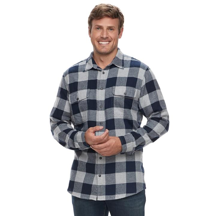 Big & Tall Sonoma Goods For Life&trade; Modern-fit Supersoft Flannel Button-down Shirt, Men's, Size: 4xl Tall, Med Grey