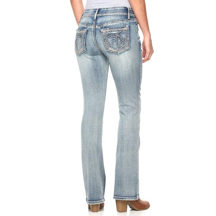 Women's Apt. 9&reg; Embroidered Rhinestone Bootcut Jeans, Size: 2, Med Blue