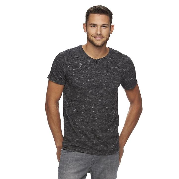 Men's Marc Anthony Slim-fit Slubbed Henley, Size: Small, Black