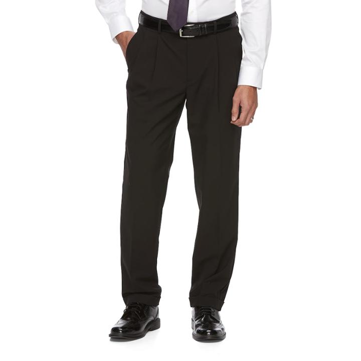 Big & Tall Croft & Barrow&reg; True Comfort 4-way Stretch Classic-fit Pleated Dress Pants, Men's, Size: 32x38, Black