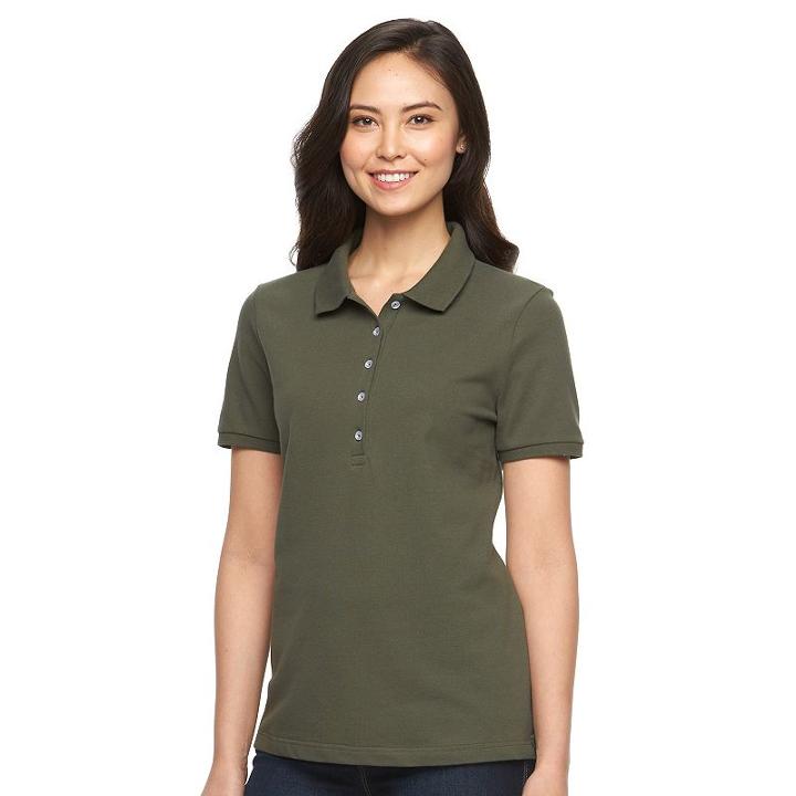 Women's Croft & Barrow&reg; Classic Solid Polo, Size: Xxl, Dark Green