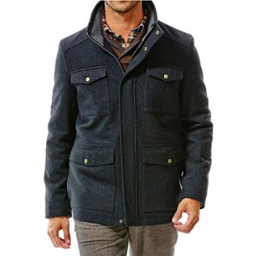 Haggar Quilted Melton Wool Blend Four-pocket Military Jacket - Men