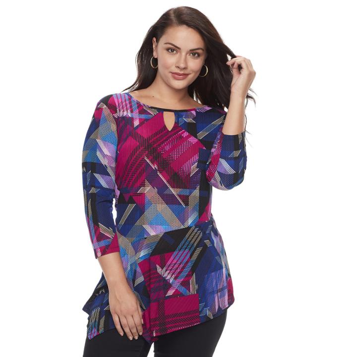 Plus Size Dana Buchman Keyhole Asymmetrical Top, Women's, Size: 3xl, Lt Purple