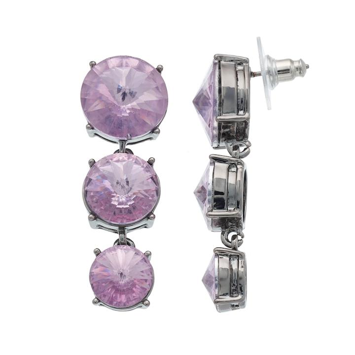 Simply Vera Vera Wang Rivoli Nickel Free Graduated Linear Earrings, Women's, Purple