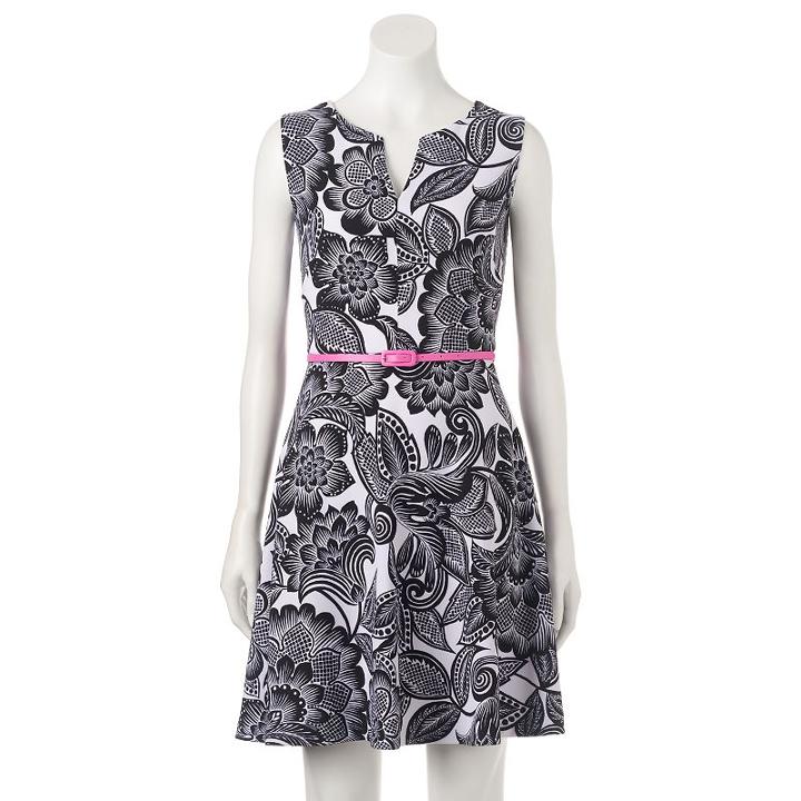 Women's Suite 7 Floral Fit & Flare Dress, Size: 4, White Oth