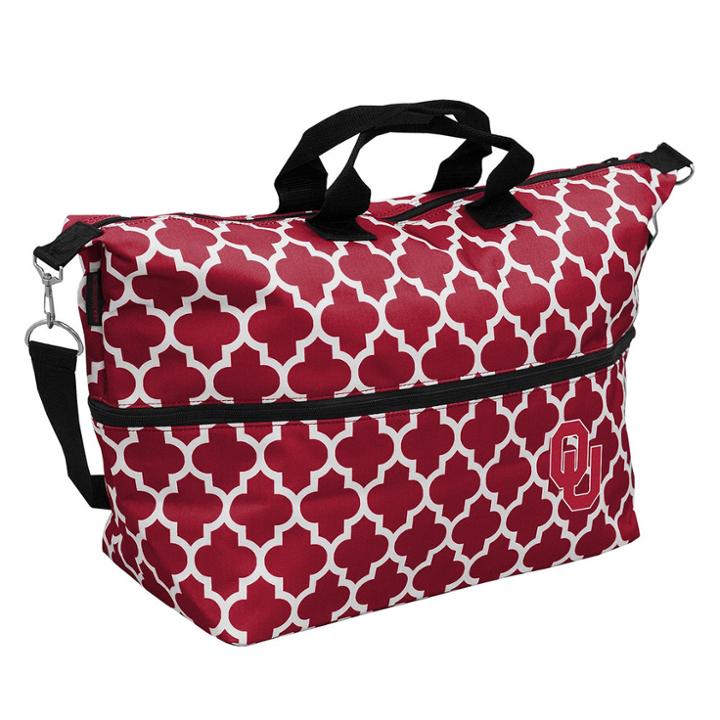 Logo Brand Oklahoma Sooners Quatrefoil Expandable Tote, Women's, Red