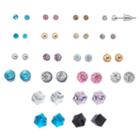 Mudd&reg; Simulated Crystal & Cube Nickel Free Stud Earring Set, Women's, Multicolor