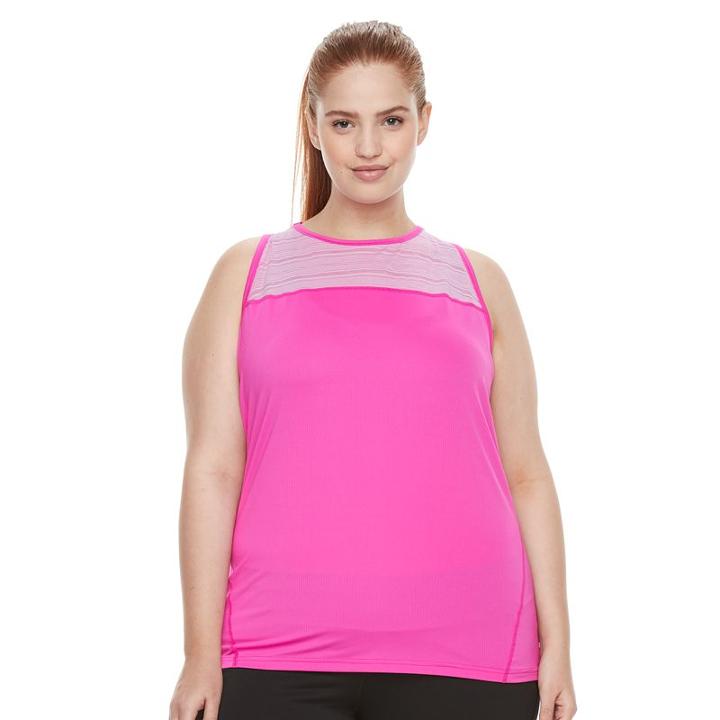 Tek Gear, Plus Size &reg; Dry Tek Racerback Performance Tank, Women's, Size: 1xl, Brt Pink