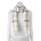 Softer Than Cashmere Windowpane Fringed Oblong Scarf, Women's, White