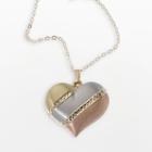 New York Gold Designs 14k Gold Tri-tone Puffed Heart Pendant, Women's, Size: 18, Yellow