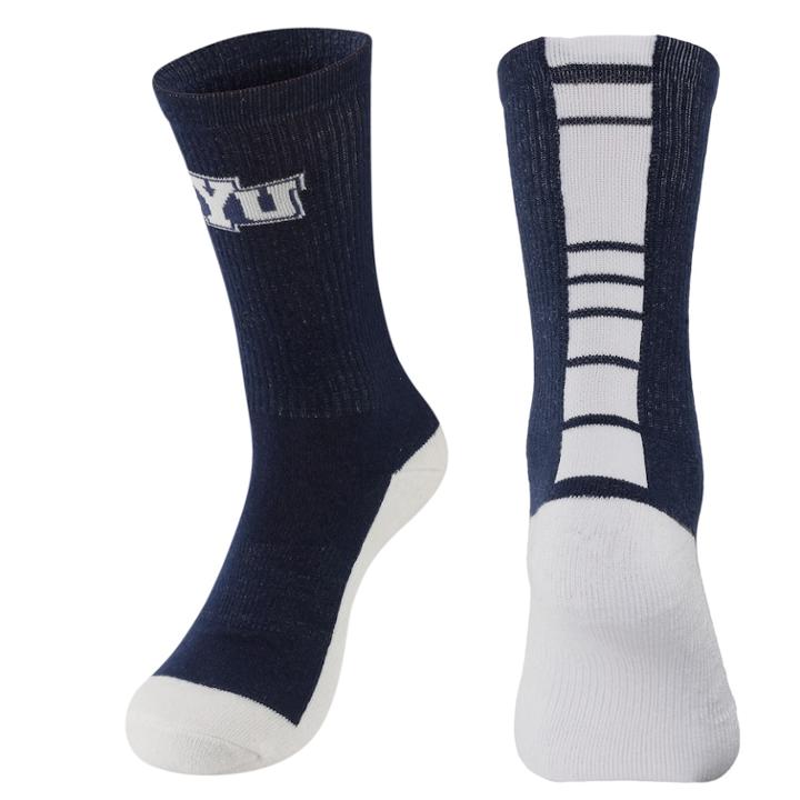 Men's Mojo Byu Cougars Champ 1/2-cushion Performance Crew Socks, Size: 10-13, Blue (navy)