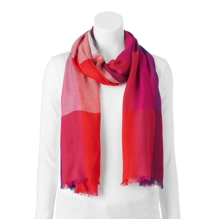 Apt. 9&reg; Yarn Dyed Colorblock Pashmina Oblong Scarf, Women's, Warm