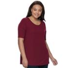 Juniors' Plus Size So&reg; Elbow Sleeve Tunic Tee, Teens, Size: 3xl, Dark Pink