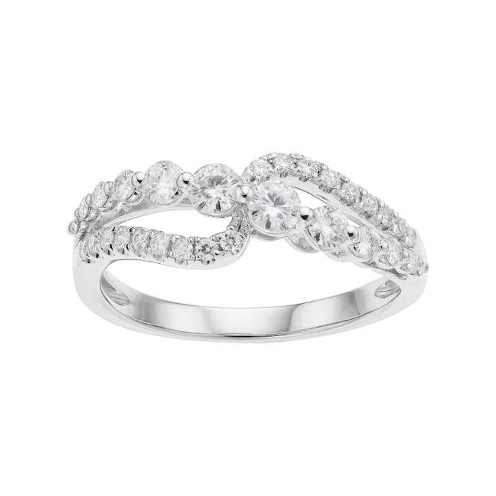 Forever Brilliant 14k White Gold 5/8 Carat T.w. Lab-created Moissanite Graduated Ring, Women's, Size: 7