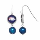 Denver Broncos Dyed Freshwater Cultured Pearl Stainless Steel Team Logo Drop Earrings, Women's, Blue