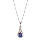 Sterling Silver Lab-created Blue & White Sapphire Teardrop Halo Pendant Necklace, Women's