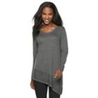 Women's Apt. 9&reg; Rib Asymmetrical Hem Tunic, Size: Large, Med Grey