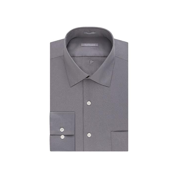 Big & Tall Van Heusen Regular-fit Solid Lux Sateen No-iron Spread-collar Dress Shirt, Men's, Size: 18.5 32/3b, Grey Other