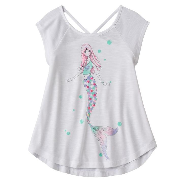 Girls 7-16 & Plus Size So&reg; Cutout V-back Tee, Girl's, Size: 12 1/2, White