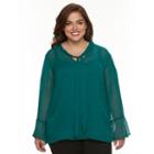 Plus Size Ab Studio Tie-front Yoryu Top & Tank Set, Women's, Size: 3xl, Brt Green