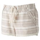 Juniors' Rewind Pom-pom Hem Linen Shorts, Girl's, Size: Small, Lt Beige