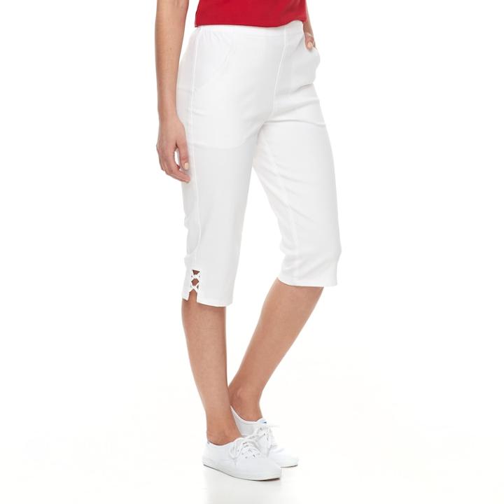 Women's Croft & Barrow&reg; Lace-up Hem Skimmer Capris, Size: Xlrg Av/rg, White
