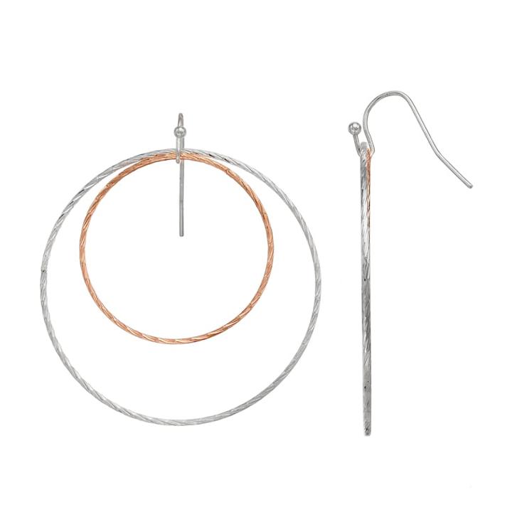 Lc Lauren Conrad Two Tone Twisted Nickel Free Double Hoop Earrings, Women's, Multicolor