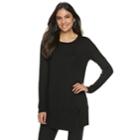 Women's Apt. 9&reg; Mixed Rib Asymmetrical Tunic, Size: Large, Black