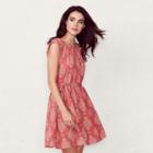 Women's Lc Lauren Conrad Pleated Shift Dress, Size: Large, Dark Pink