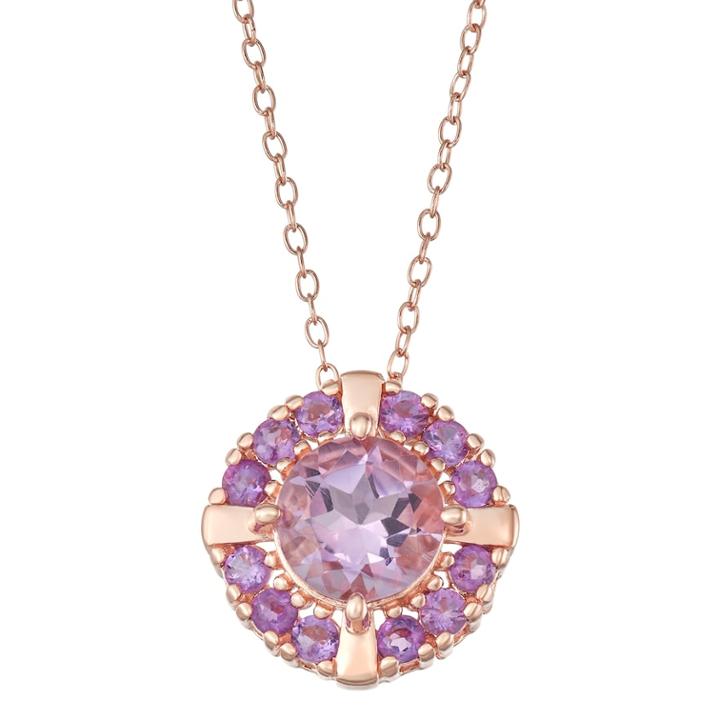 14k Rose Gold Over Silver Amethyst Pendant, Women's, Purple