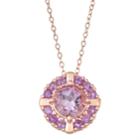 14k Rose Gold Over Silver Amethyst Pendant, Women's, Purple