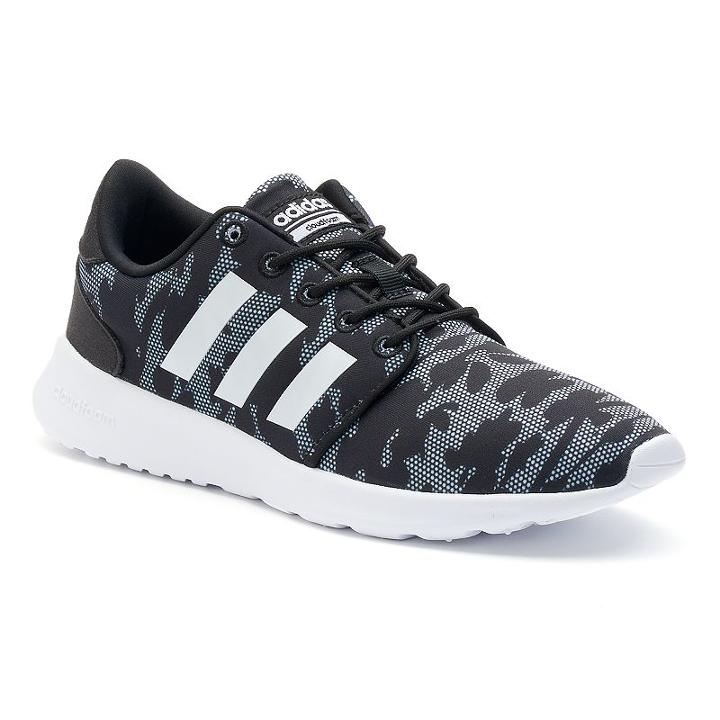 Adidas Neo Cloudfoam Qt Racer Women's Print Shoes, Size: 6.5, Black