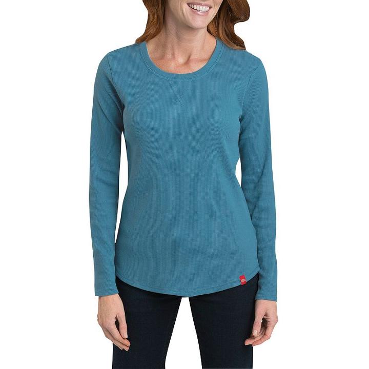 Dickies Thermal Crewneck Tee - Women's, Size: Large, Blue Other