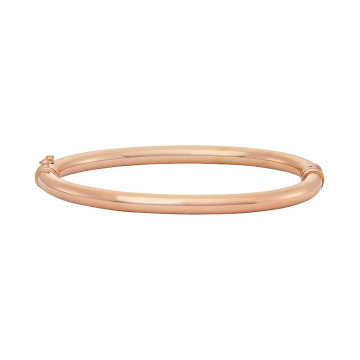 14k Rose Gold Over Silver Hinged Bangle Bracelet, Women's, Size: 8, Pink