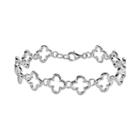 Sterling Silver Clover Link Bracelet, Women's, Size: 7.5, Grey