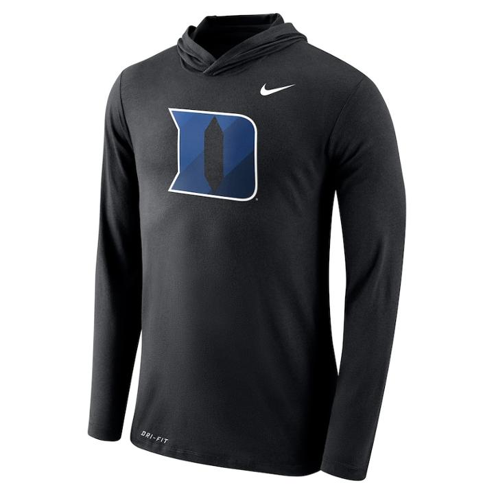 Men's Nike Duke Blue Devils Dri-fit Hooded Tee, Size: Large, Black