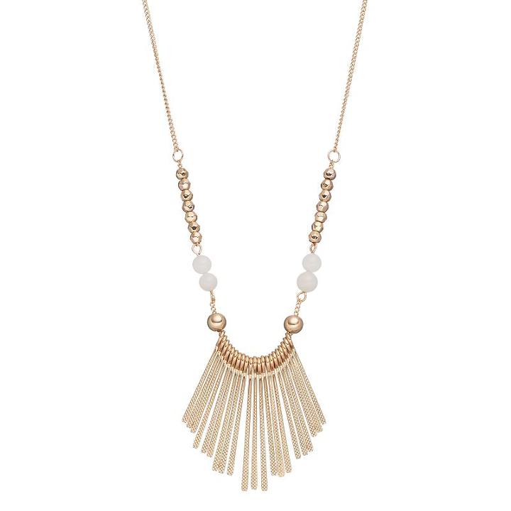 Mudd&reg; Long Textured Stick Beaded Necklace, Women's, Gold