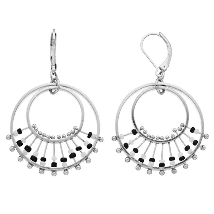 Simply Vera Vera Wang Black & White Bead Hoop Drop Earrings, Women's, Multicolor