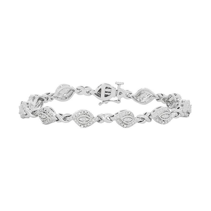Silver Tone Diamond Accent Marquise Link Bracelet, Women's, Size: 7, White
