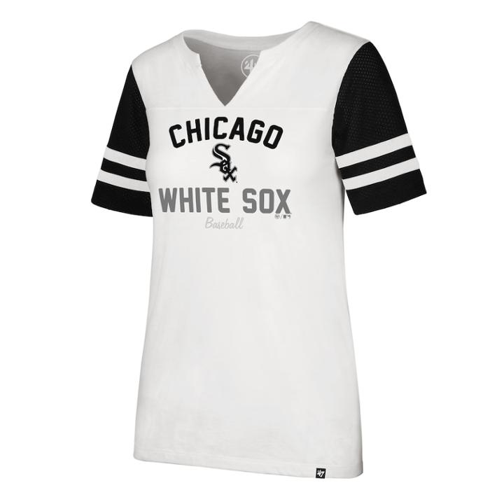 Women's '47 Brand Chicago White Sox Takeover Sleeve Stripe Tee, Size: Large
