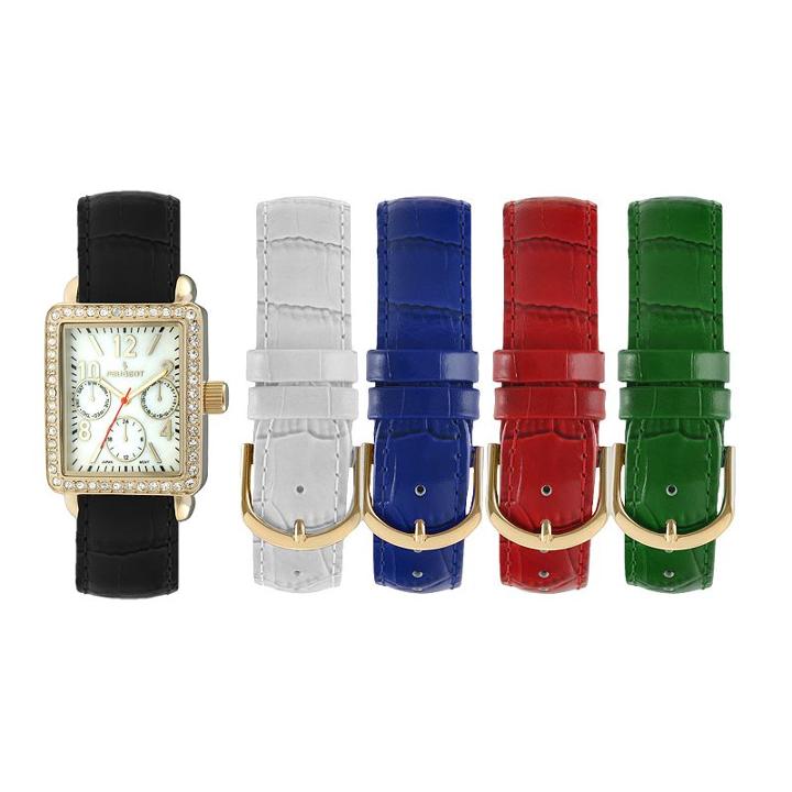Peugeot Women's Watch & Interchangeable Leather Band Set, Yellow