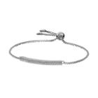 Cubic Zirconia Curved Bar Lariat Bracelet, Women's, Grey