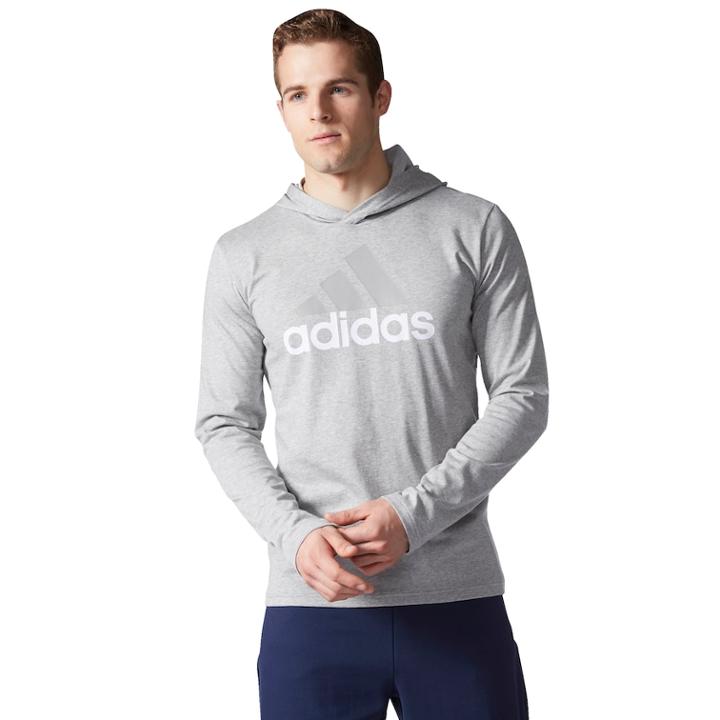 Men's Adidas Hooded Tee, Size: Large, Med Grey