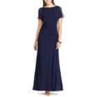Women's Chaps Flutter Evening Gown, Size: 12, Blue (navy)