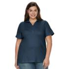 Plus Size Croft & Barrow&reg; Pique Polo, Women's, Size: 1xl, Blue