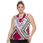 Plus Size Dana Buchman Printed Knot-front Top, Women's, Size: 2xl, Light Blue