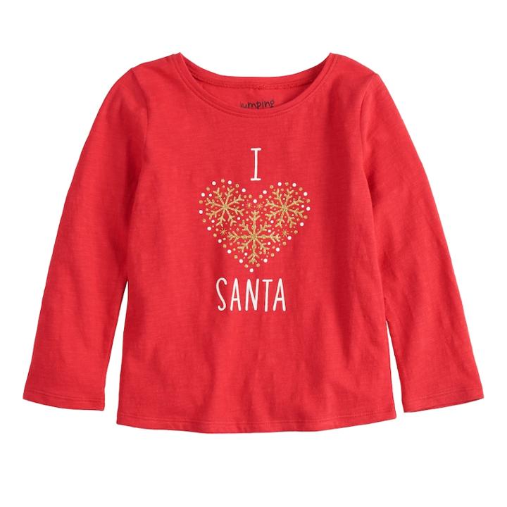 Toddler Girl Jumping Beans&reg; Long Sleeve Holiday Graphic Tee, Size: 5t, Med Red