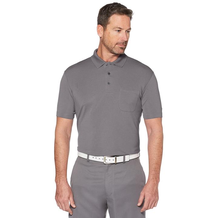 Big & Tall Grand Slam Driflow Regular-fit Mini-ottoman Textured Performance Golf Polo, Men's, Size: 3xb, Med Grey