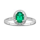 The Regal Collection 14k White Gold Genuine Emerald And 1/6-ct. T.w. Igl Certified Diamond Frame Ring, Women's, Size: 7, Green